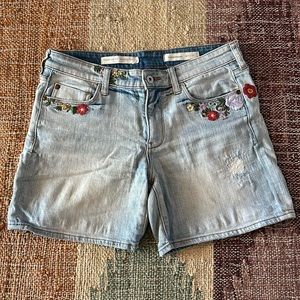 Pilcro embroidered jean shorts, so unique!